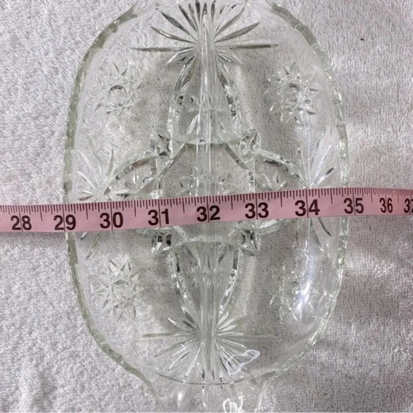 Vintage Pinwheel Cut Crystal Split Snack  Dish - Picture 9 of 10